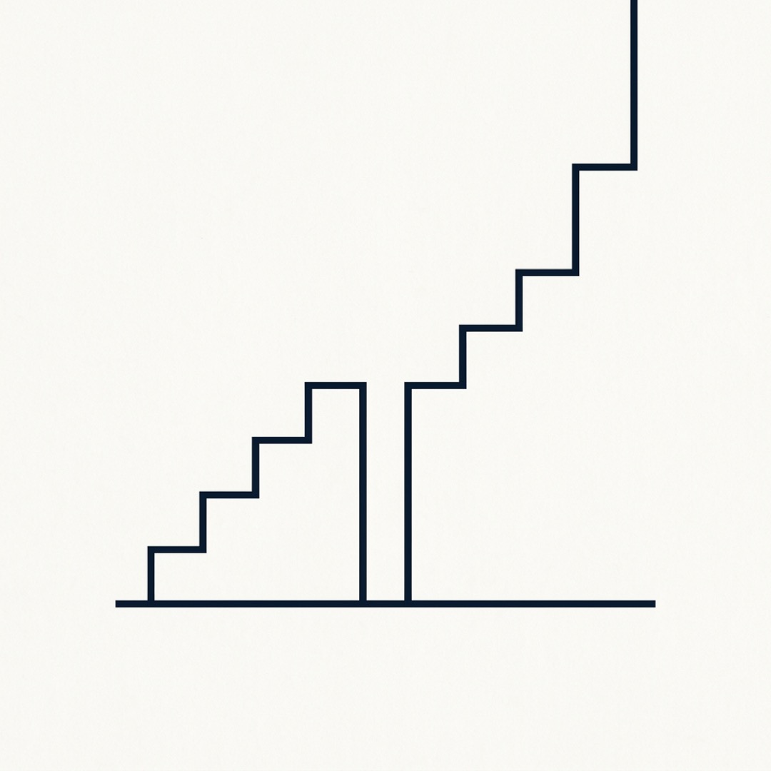 Two staircases. The first stops short. The second rises higher.