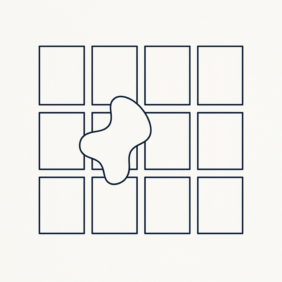 A grid with a shape that breaks out. Wrong shape for the contents.